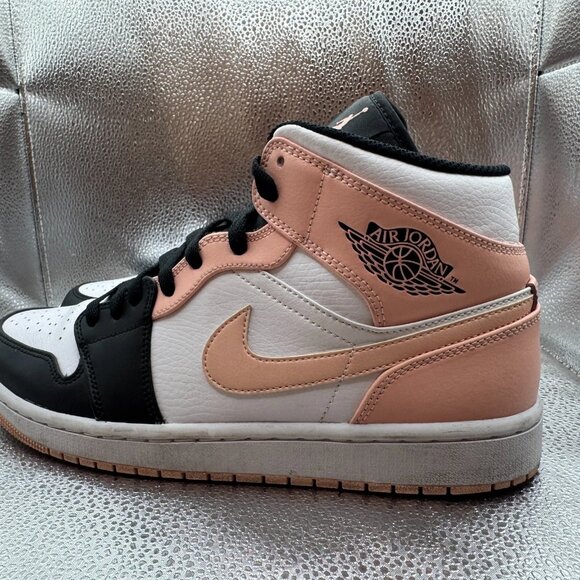 Size 9 Nike Air Jordan 1 Mid Mens White Artic Orange Black‎ Sneaker 554724-133 main image 6